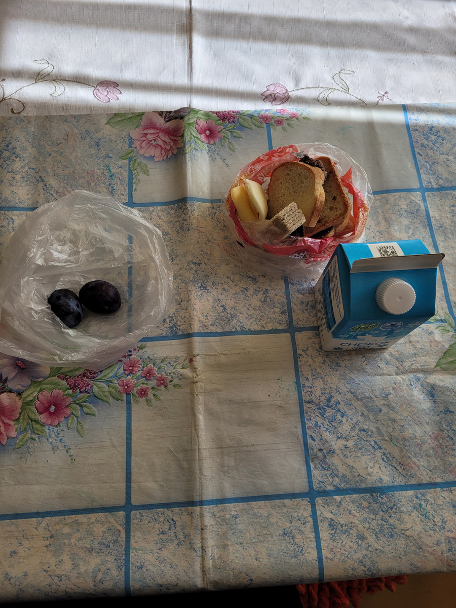 Слив было 5, три незаметно сьела, есть еще скп рыбной, который съела потом (забыла сфотографировать)