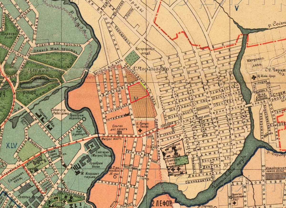 1910 год. Фрагмент плана Суворина с обозначением рассматриваемого владения