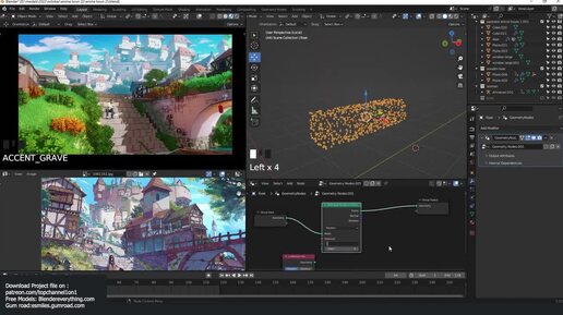 making an anime town in blender