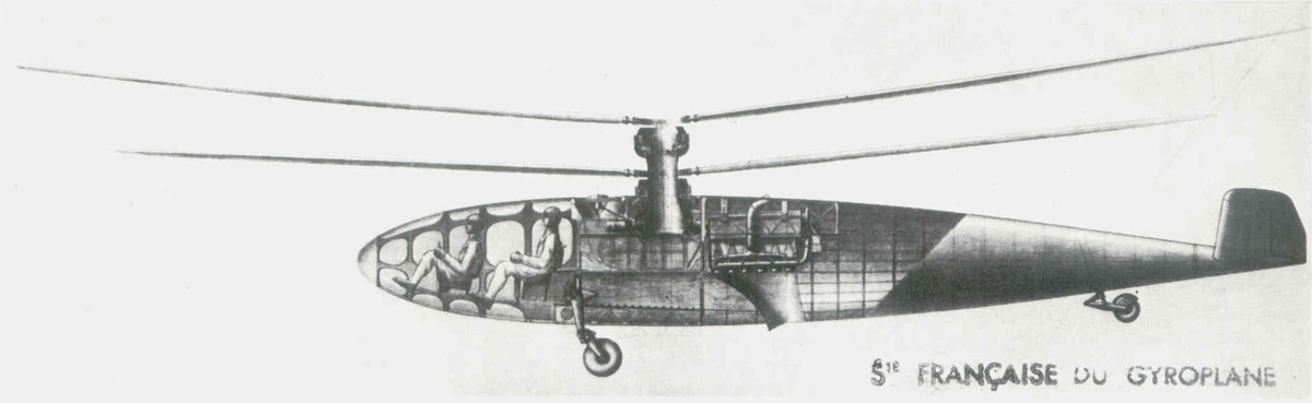  продольное сечение вертолета G 20 (документ компании Société Française du Gyroplane)