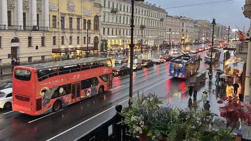 Гуляем по Питеру. Заселились в отель в сердце Невского пр-та. Вечерняя прогулка под дождем. Путешествие Москва-Питер.