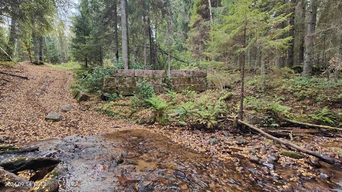 вид с ручья на саму мельницу. Раньше был ручей очень полноводным так как дырка из мельницы находиться довольно высоко.