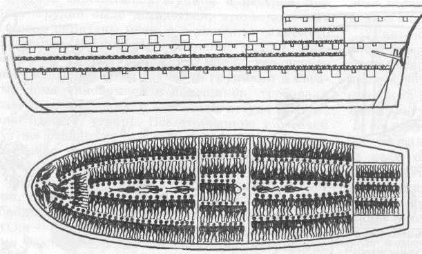 Схема расположения рабов на корабле.