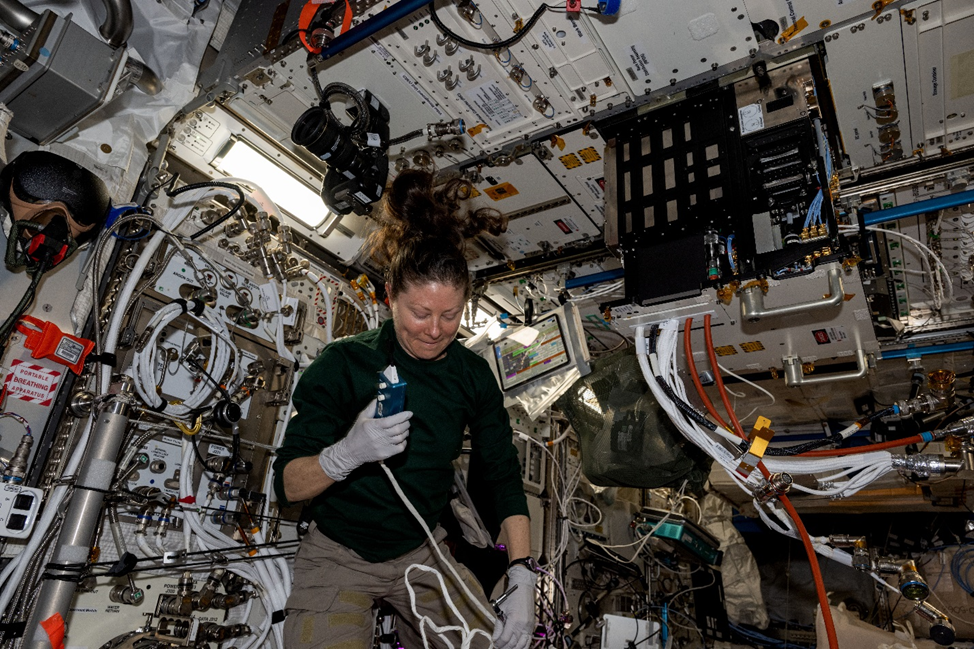 Трейси Колдвелл-Дайсон занимается ремонтными операциями на станции. Фото: nasa.blog.com 
