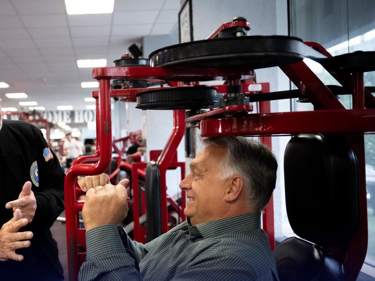    Совместная тренировка премьер-министра Венгрии Виктора Орбана с актёром и бывшим губернатором Калифорнии Арнольдом Шварценеггером в одном из фитнес-центров Будапешта© Фото : @orbanviktor