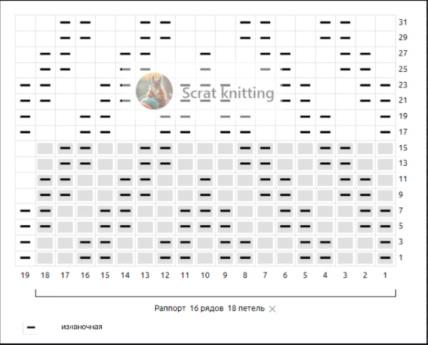 Схема вязания теневого узора