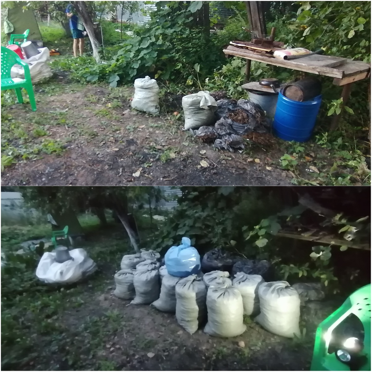 Мешки и бочки закончились, все вывезли, даже ещё одну бочку успела наполнить и вывезти. Жду следующую