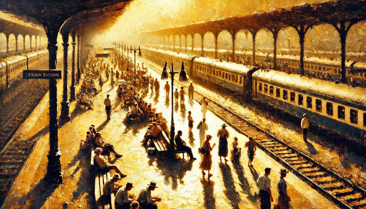 Душный июльский полдень властвовал на перроне. Пассажиры изнемогали от жары. 