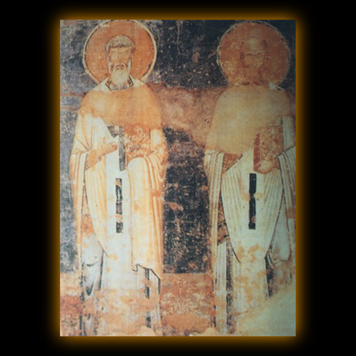 Святые Кирилл и Мефодий. Фреска собора Святой Софии в Охриде (Македония, около 1045 год)