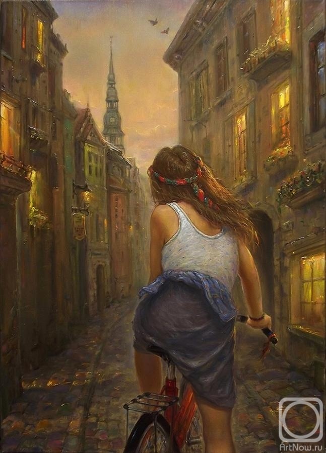 © Игорь Майков. В старом городе. Холст, масло. 70  x 50см.  2018г.