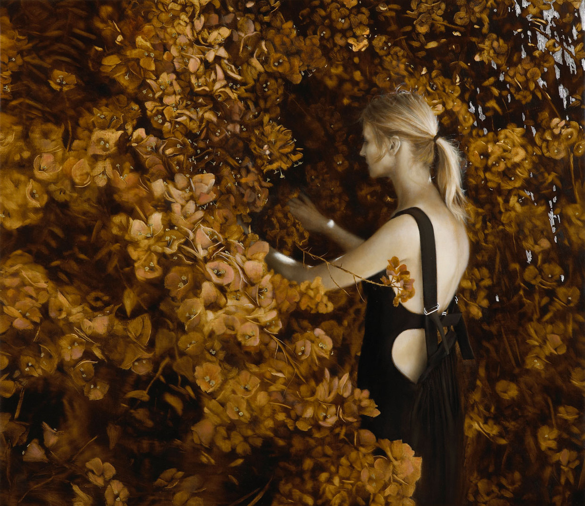 The Recurring Dream.  33 x 36 inches.  Oil, gold and silver leaf on linen.  Private collection.