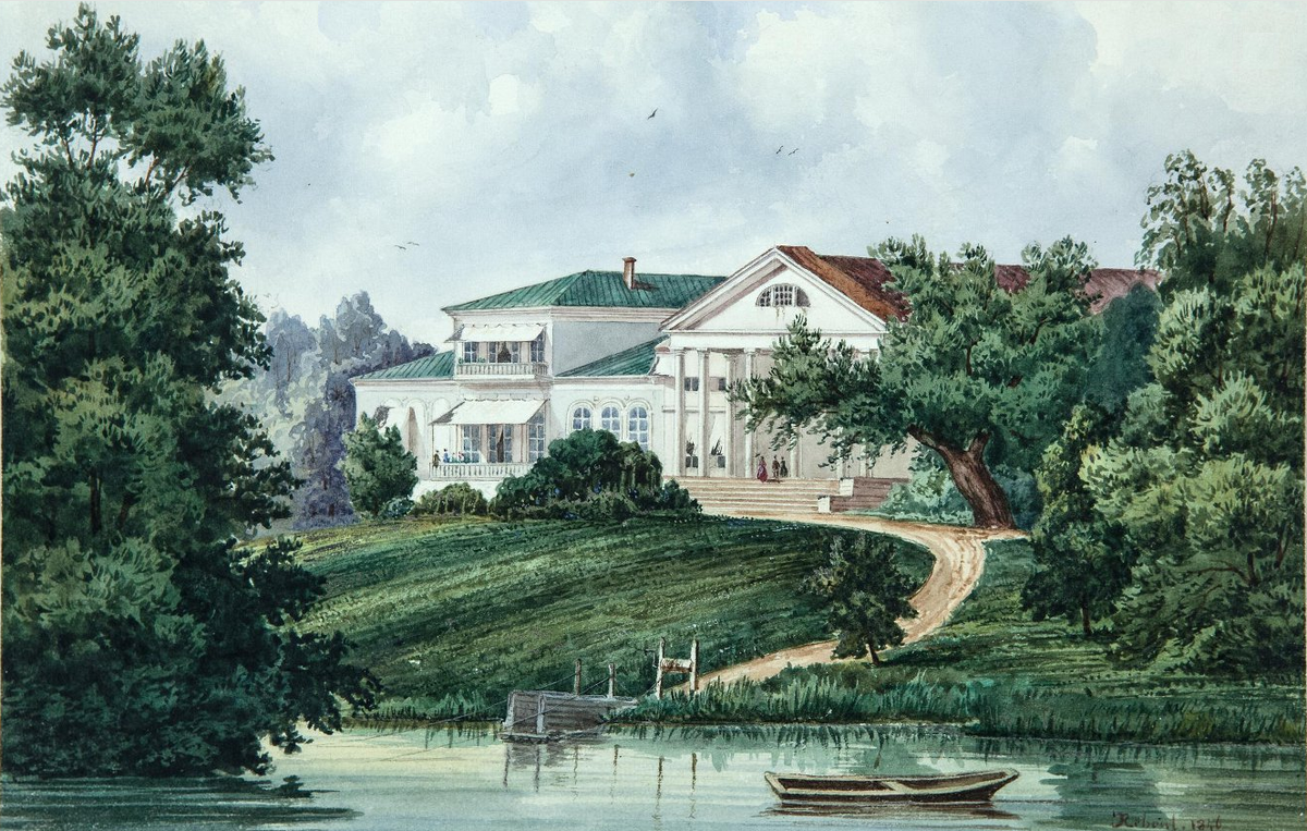 Акварель. Вид на главный дом. Ребу Ш. 1840-1860-е.