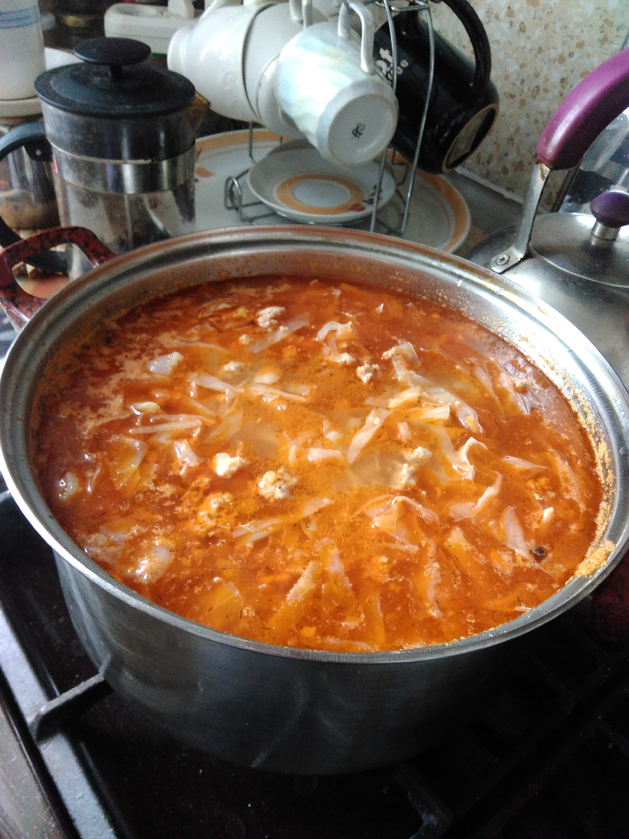 щи с мясом курицы