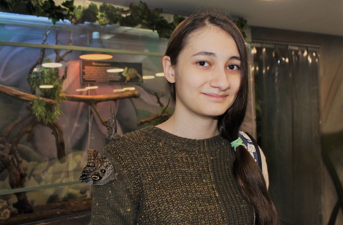 Маринетт Мортем в музее бабочек