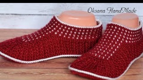 Мои любимые домашние тапочки крючком.1/2 часть мастер класса.  Slippers crochet