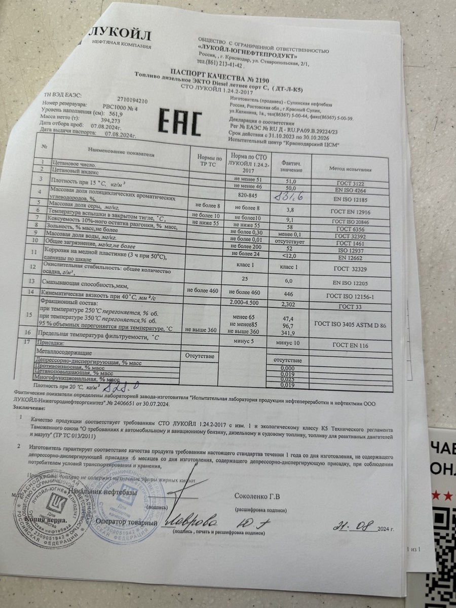 Паспорт топлива. Теперь придется смотреть не на ЦЧ, а на вязкость и плотность