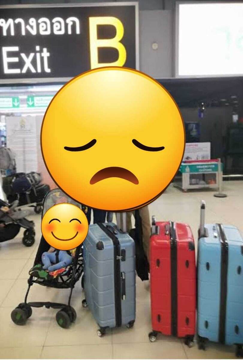 Семья и чемоданы разделились на две части... 