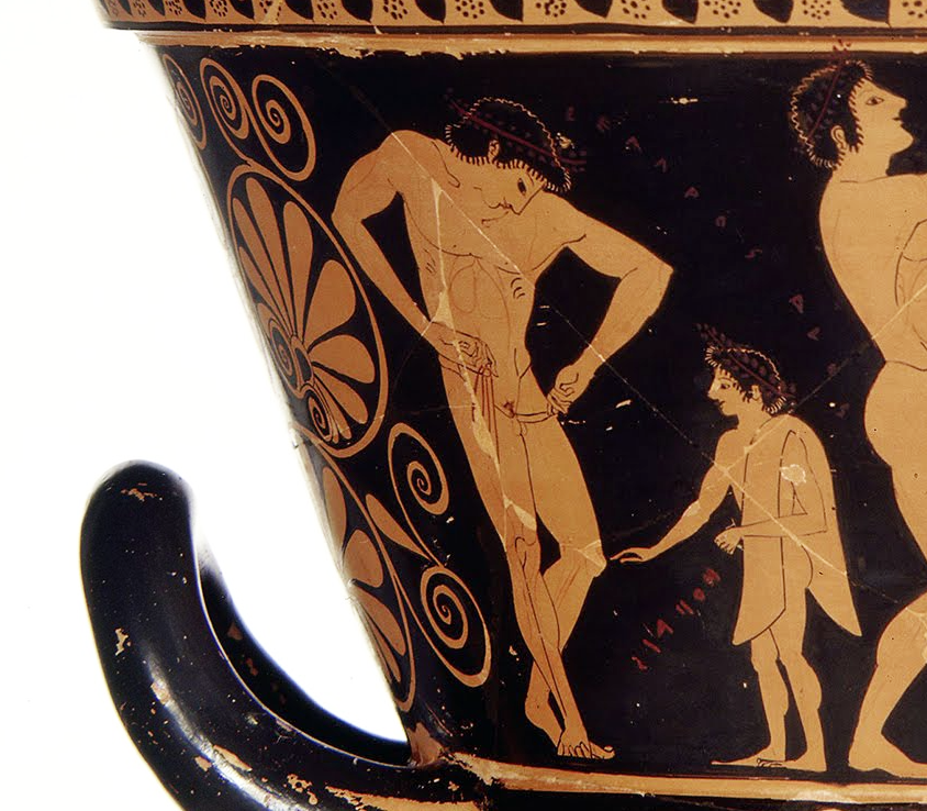 Изображение атлетов на краснофигурный кратере. 520–510 гг. до н. э. Государственные музеи Берлина. Фото: Google Arts & Culture.
