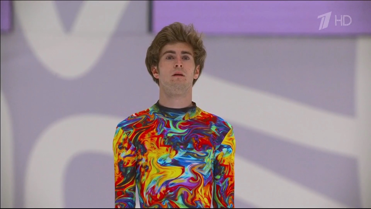 Марк Кондратюк на старте короткой программы. Фото: стоп-кадр прямого эфира "Первого канала"