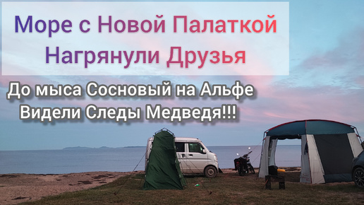 Download Video: Море дикарями с Новой Палаткой приехали друзья поехали на мыс Сосновый на Альфе видели следы Медведя