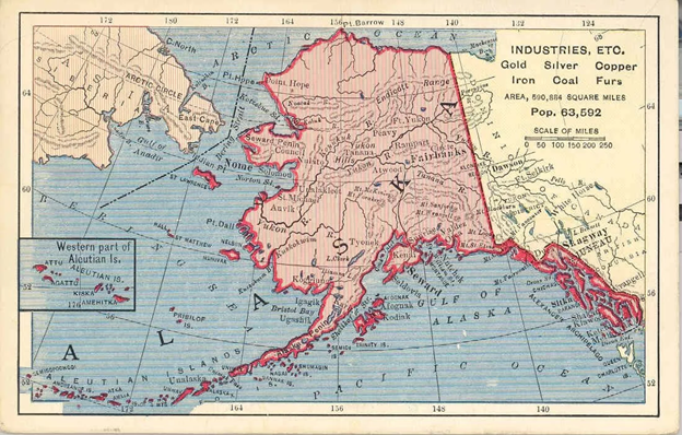 Карта Аляски XIX век Фото из открытого доступа