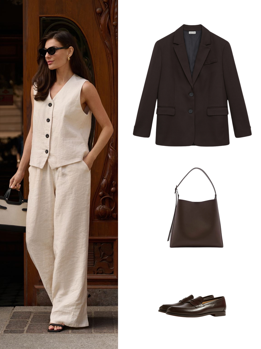 Льняной костюм с жакетом – это универсальный вариант, который можно легко стилизовать как для работы, так и для прогулок, сохраняя комфорт и стиль.
