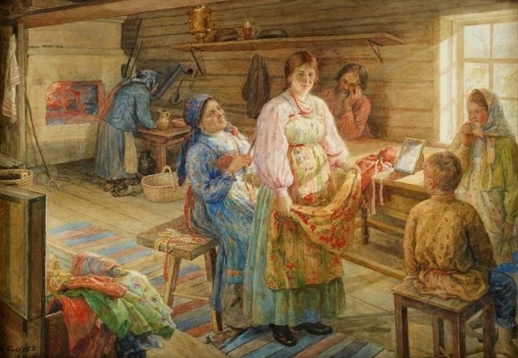 «Подготовка к свадьбе». Худ. Федот Васильевич Сычков. 1915 год