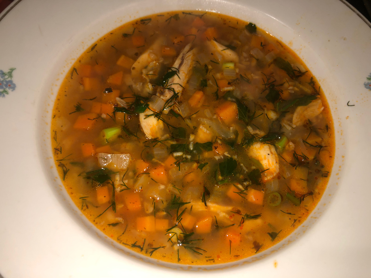 Суп с индейкой, булгуром и овощами