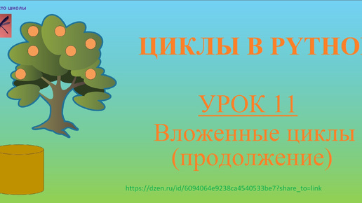 下载视频: Циклы в Python. Урок 11. Вложенные циклы (продолжение).