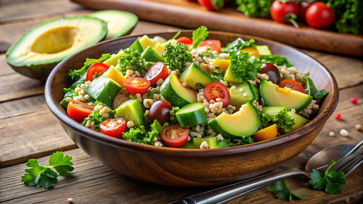 Киноа салат с авокадо и овощами