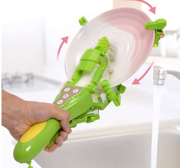 В ручке аккумулятор, чтобы крутить тарелку вдоль щетки