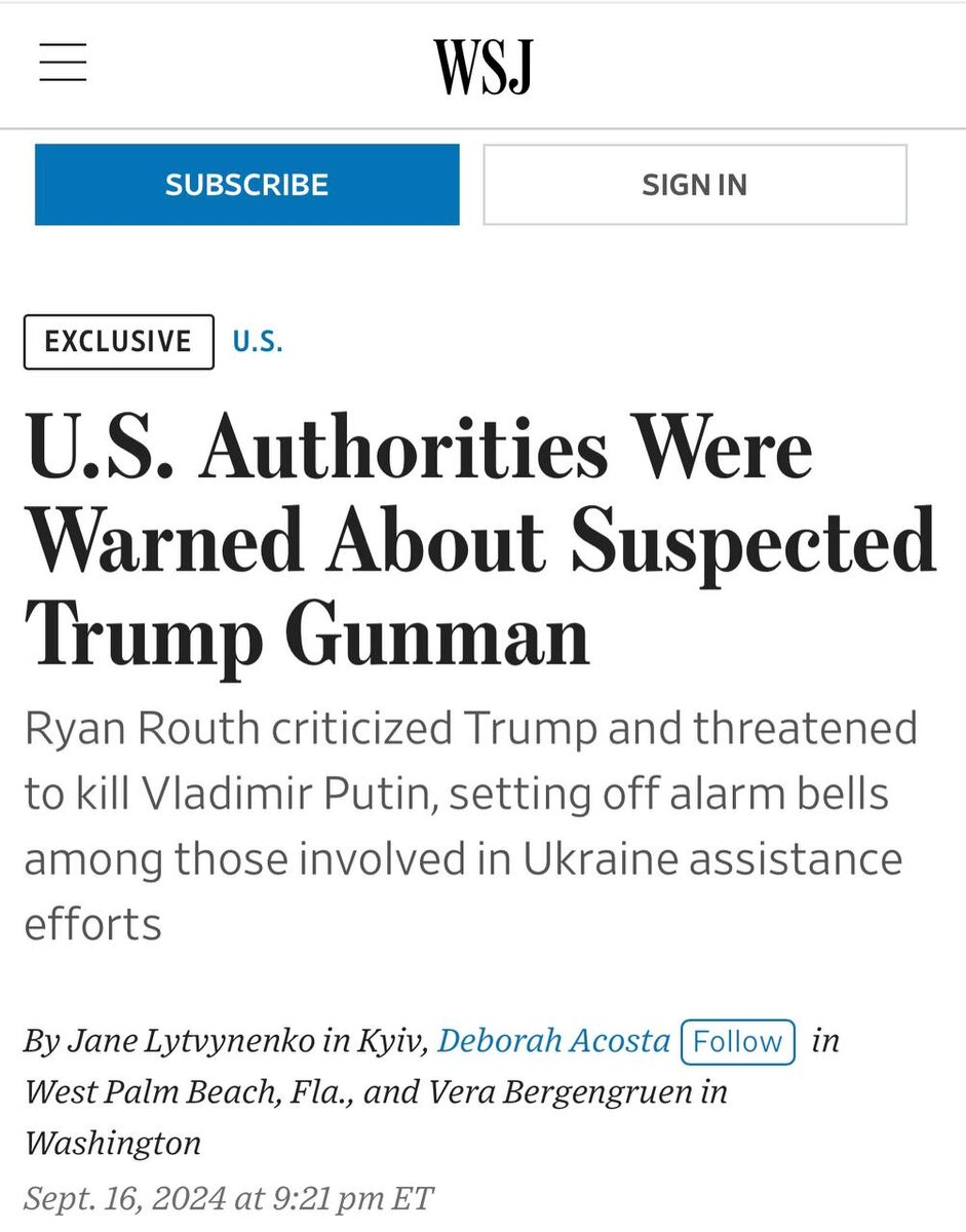 Перевод заголовка: "Власти США предупредили о предполагаемом стрелке Трампа"