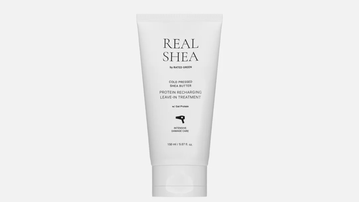 Моя любимая термозащита - Rated Green cold pressed shea butter protein recharging leave-in treatment. Как использовать: разогреть между ладонями небольшое количество и нанести на влажные волосы 