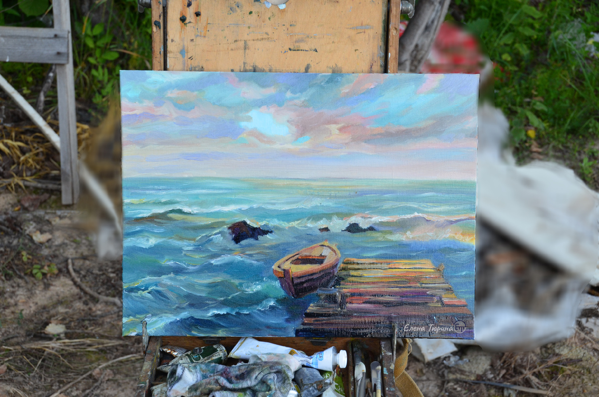 На пленэре в саду. Художник Тюрина Елена. 