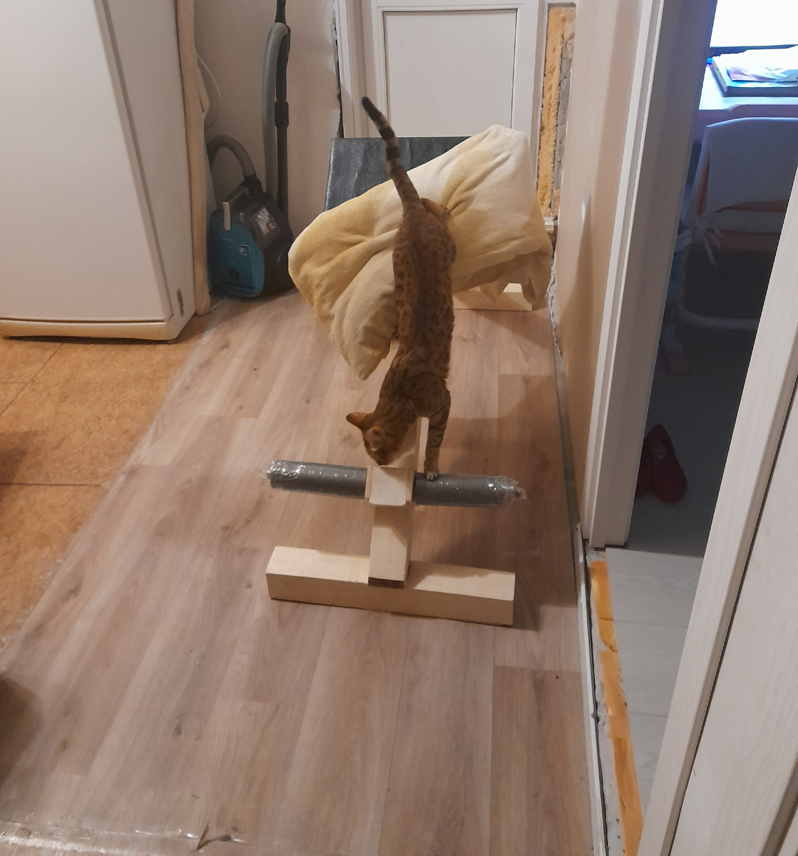 Занимается на тренажёре