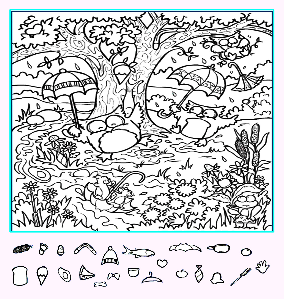 Тест на внимательность: Найди мышь, кукурузу, пирог, яблоко и другие предметы на картинке. Картинка подготовлена автором 