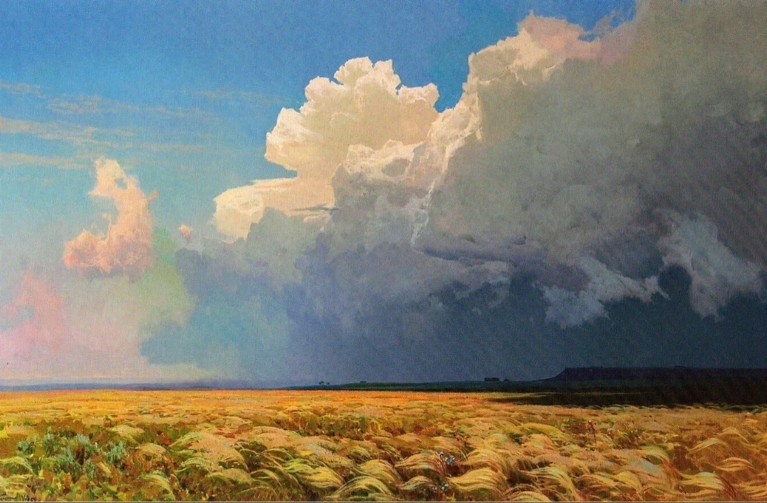 "Гроза в степи", 1963 год. Художник Павел Моисеевич Гречишкин
