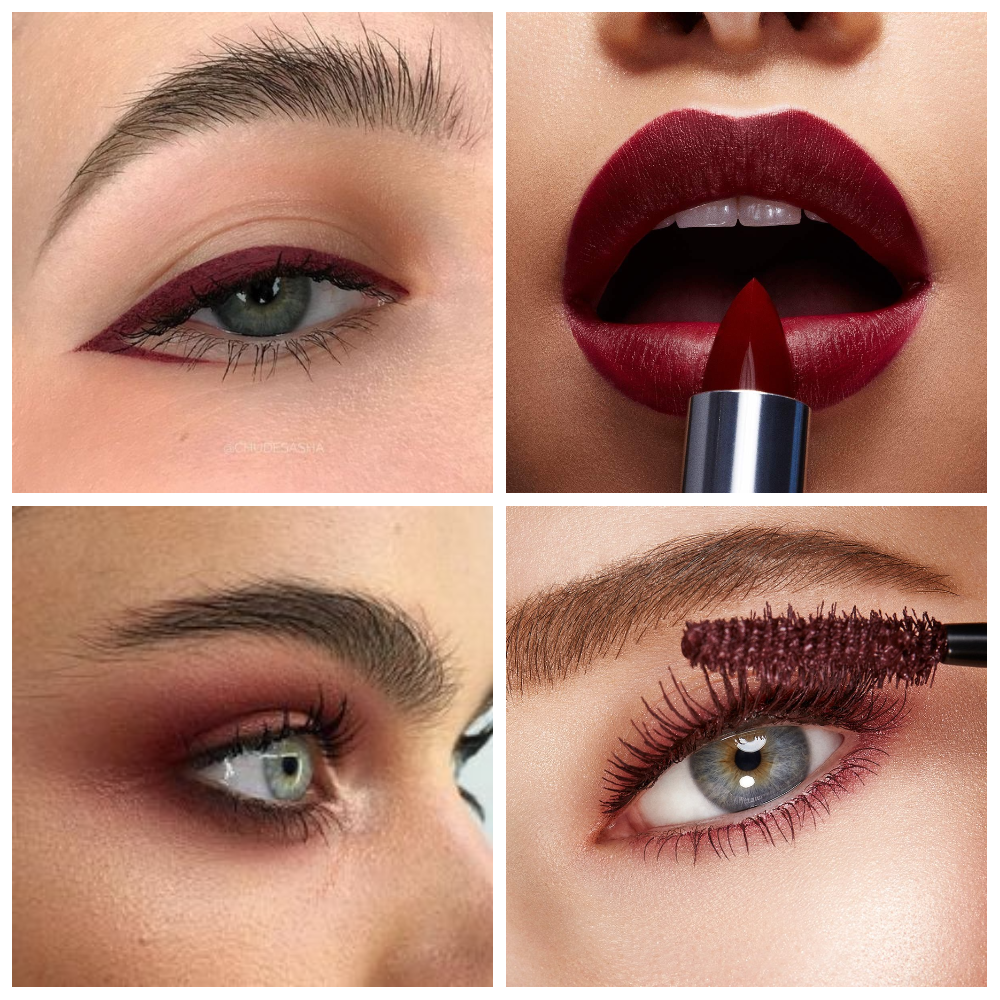 Макияж в оттенках бургунди