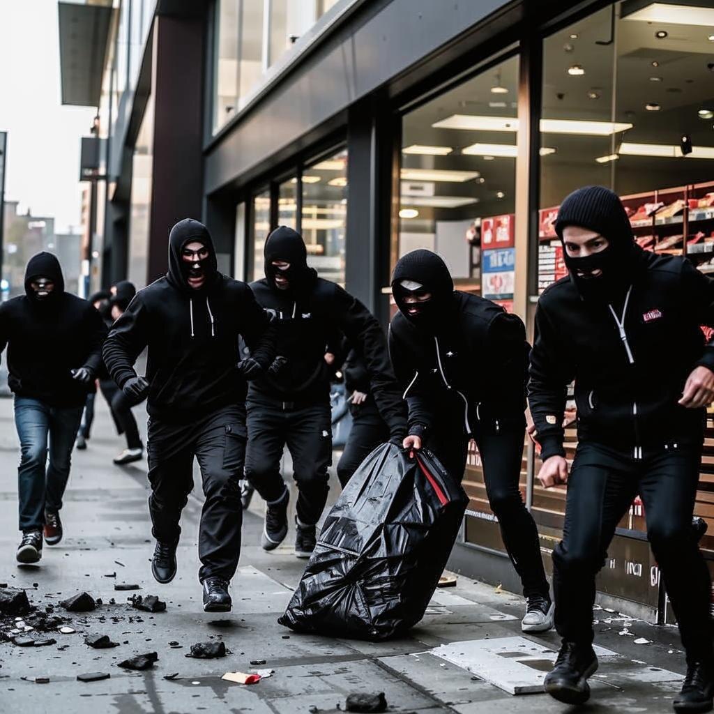 Ограбления магазинов попали на записи видеокамер.  Фото: Изображение сгенерировано нейросетью Kandinsky 3.1