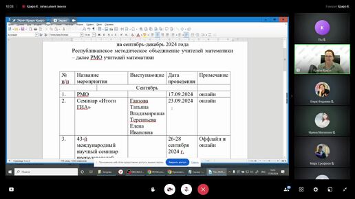 Заседание республиканского методического объединения учителей математики