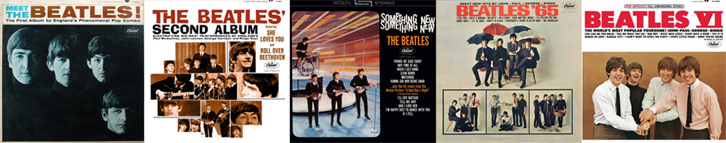 Такие альбомы, как "Meet the Beatles", The Beatles’ Second Album, "Something New", Beatles ’65 и Beatles VI были продуктами, собранными только для рынков США и Канады, и выпущенными Capitol Records