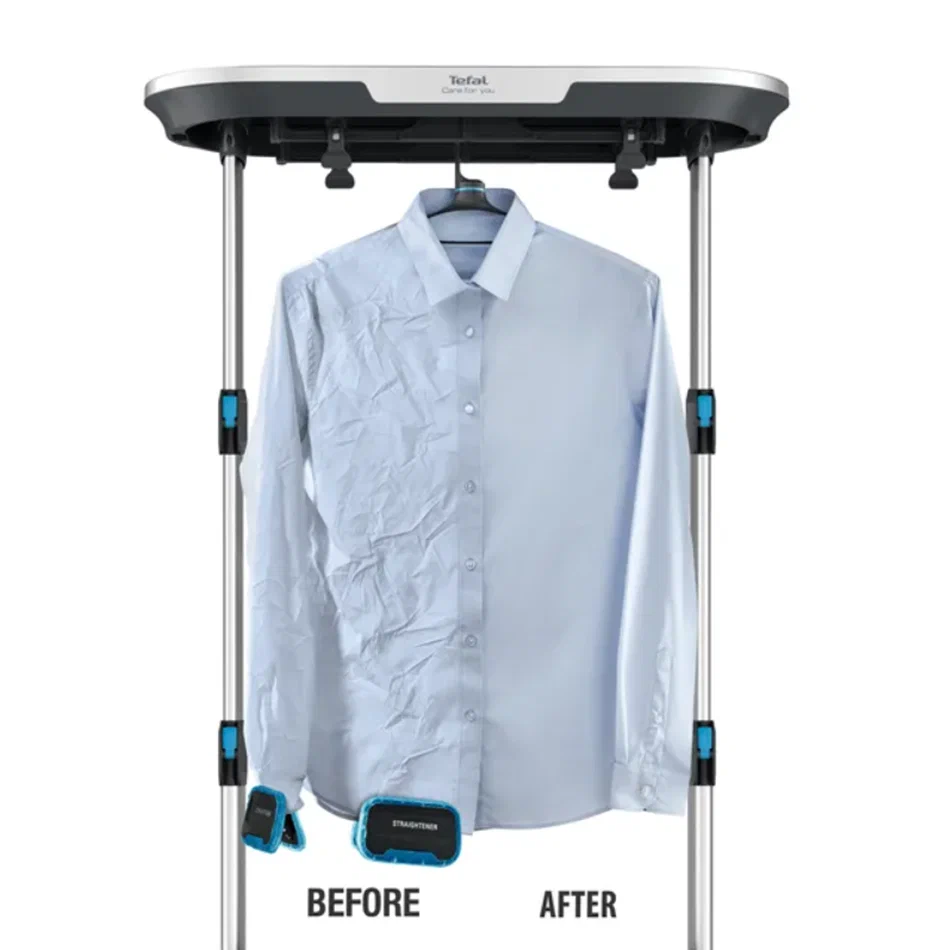 Слева — рубашка до отпаривания, справа — после. Эффект не уступает ручной глажке 