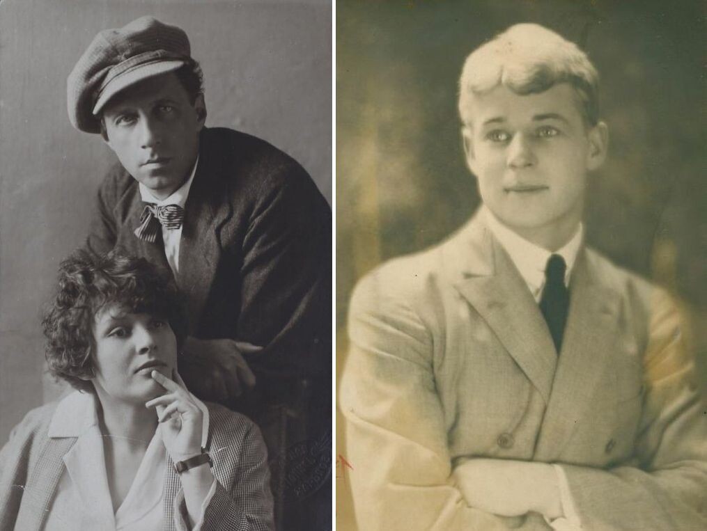 Всеволод Мейерхольд и Зинаида Райх, 1923 год, Государственный центральный театральный музей имени Алексея Бахрушина © Public domain // Поясной портрет Сергея Есенина из архива сына писателя, Константина Сергеевича, 1922 год, Московский государственный музей Сергея Есенина © Public domain