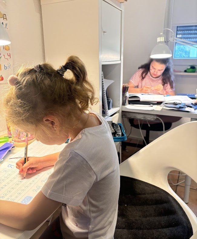 Птички делают уроки, и да у меня не идеальные дети - бардак в комнате и на столе, как и у многих