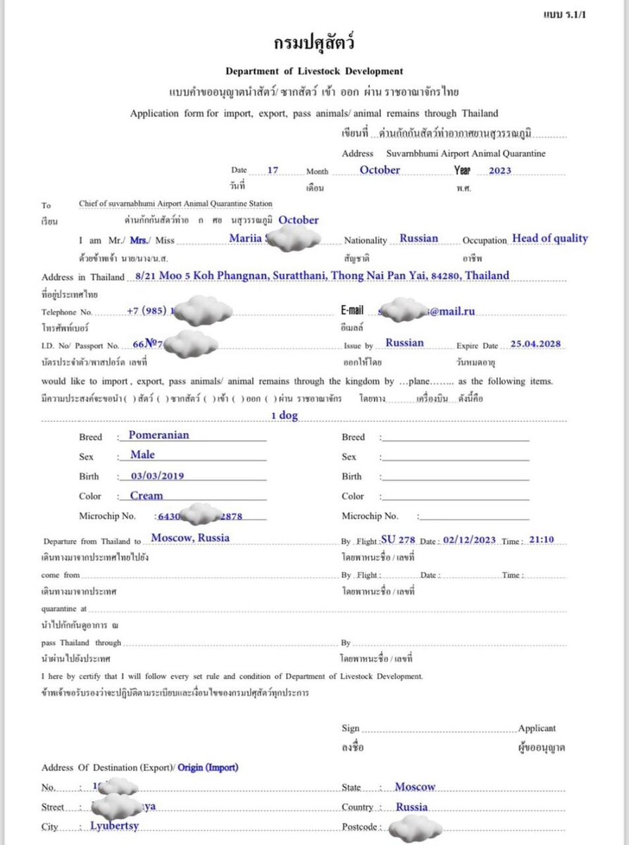 Пример заполнения Формы 1/1