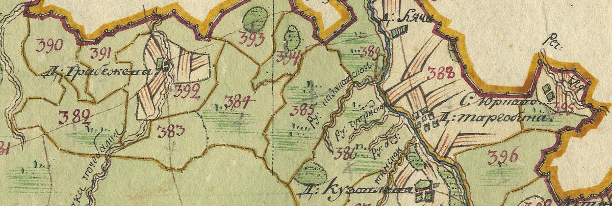 Фрагмент Плана генерального межевания Рыбинского уезда, 1792 г.