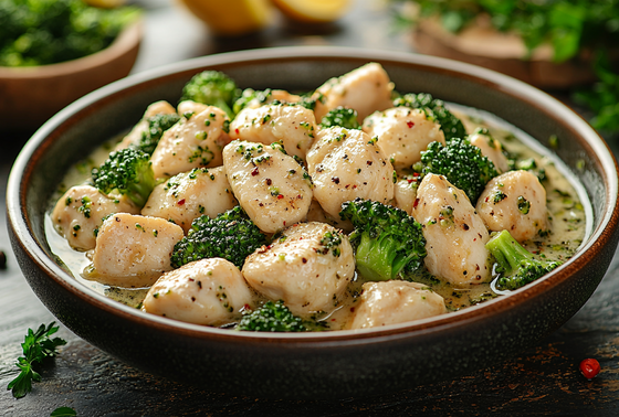    Курица с брокколи в сливочном соусе