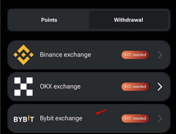 HAMSTER KOMBAT -> AirDrop -> Withdrawal -> Bybit exchange