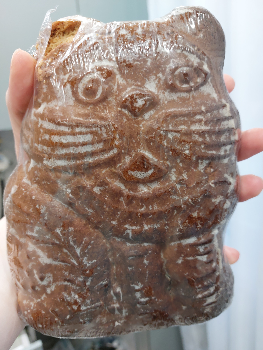 Кот Лунтик уже успел отгрызть ухо ,тоже решил полакомиться:)