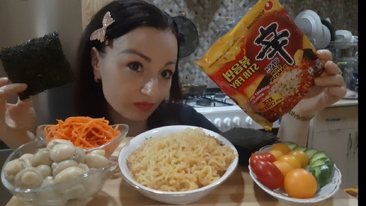 Мукбанг🍜SHIN RAMYUN🧀🔥Ответ на❓Мой Любимый Узбекский🇺🇿Фильм📽🎬📺#мукбанг#неасмр#